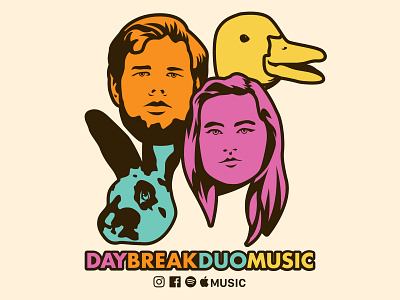 Daybreak Duo Fambly Portrait animals colorful duo illustration music pop art portrait songwriter vector