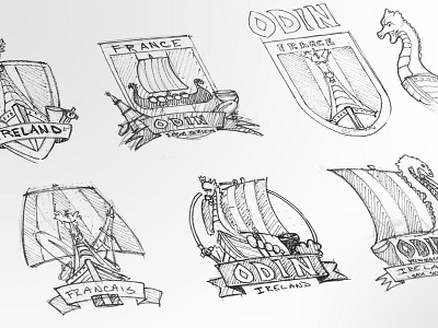 Viking Invasion beer logo ship sketch viking