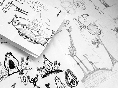 Mural Sketches baby monsters mural