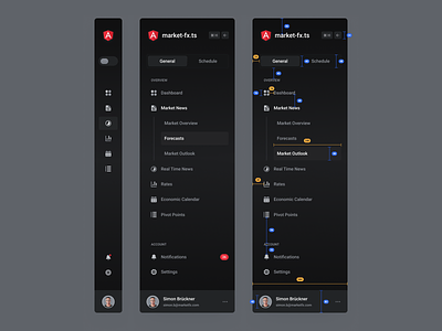 Sidebar Navigation (Dark) app clean dark mode dark theme dashboard financial grid icon interface menu minimalism modal nav navbar navigation settings side menu sidebar spacing ui