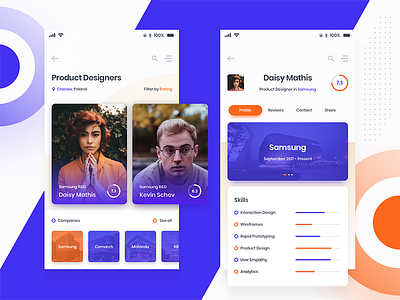 DevSeeker – App Concept app branding color design gradient mobile options profile service settings ui ux