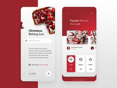 Christmas Baking App - Recipes 🎄 app application baking christmas clean cooking design flat holiday interface minimal minimalism mobile modern ui