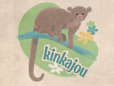 Kinkajou animal design digital illustration retro vector vintage