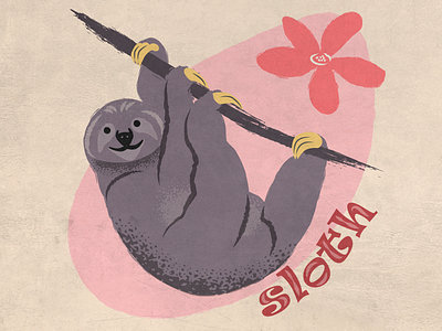 Sloth animal design digital illustration retro vector vintage