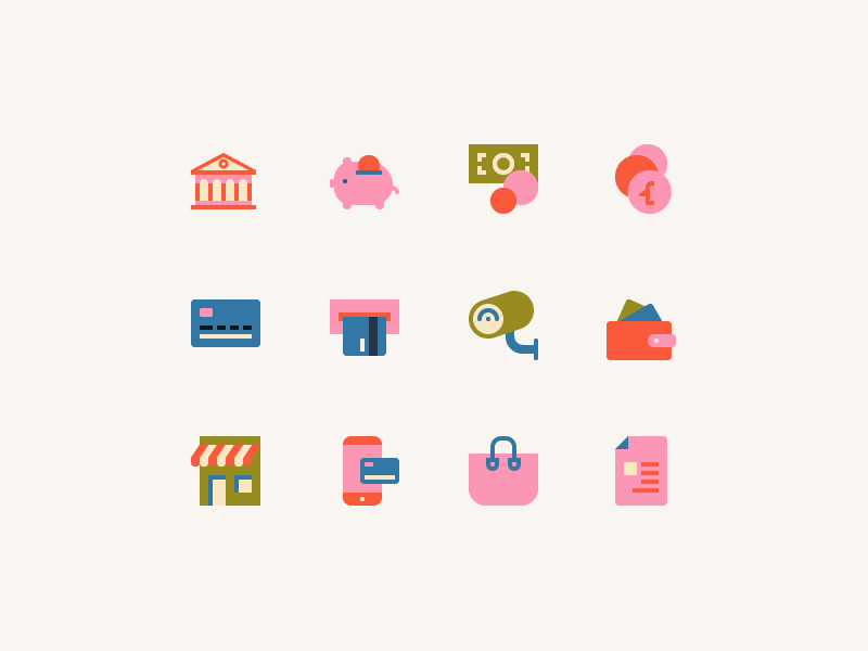 Icons for an online shop online shop commerce business flat color scalable color digital vector iconography icons