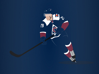 Nathan MacKinnon avalanche colorado hockey illustration minimalist nhl player vector