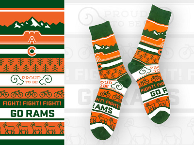 CSU Ram Pride Socks aggies bikes colorado icons illustration pattern rams socks