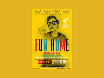 Trustus Theatre Fun Home Poster arts columbia drama fun home halftone illustration play poster poster design show design south carolina theater theatre yellow