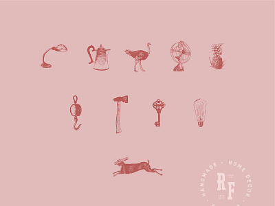 Re•Find Icons antique store antiques brand brand marks branding design graphic design hand drawn icon iconography icons identity illustration logo mark ostrich rabbit vintage
