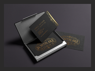 South Lake Stage Business Cards art direction black branding business cards foil gold illustration logo design matte scary spooky stationery