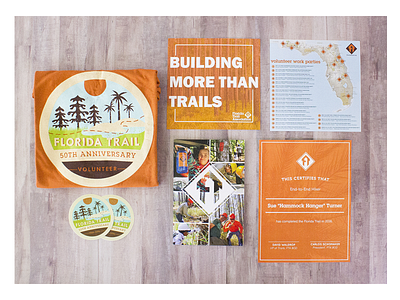 Florida Trail Association branding collateral design florida map photo editing print stickers t shirt trail typography