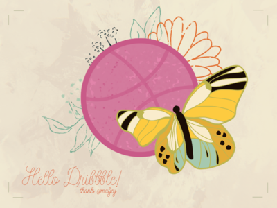 Kari Livingston Dribbble Debut procreate art drawing hand drawn debuts ochre yellow flowers flower illustration illustration vintage retro retro vibes mariposa butterfly debut shot debutshot dribble debut debut