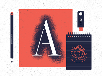 Desk objects design illustration typography