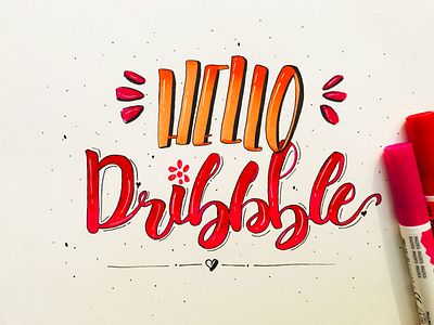 Hello Dribbble! brushlettering calligraffity handlettering typography art