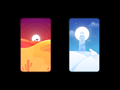 Desert and Icefield card illustrations practice
