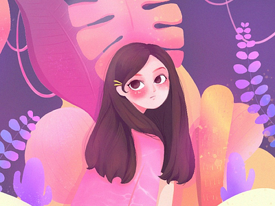 Lala girl graphic illustration purple ui