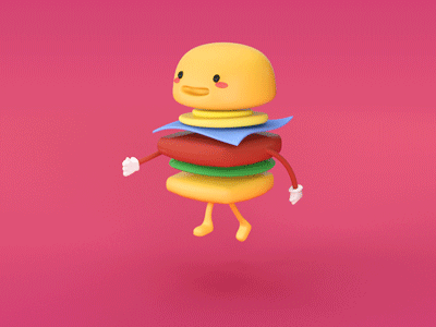 hamburger c4d practice 3d animation c4d cute food gif hamburger man run