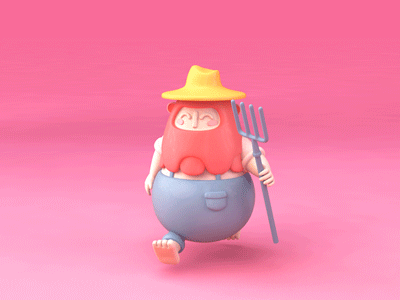 Walking farmer 3d animation c4d farmer gif walking