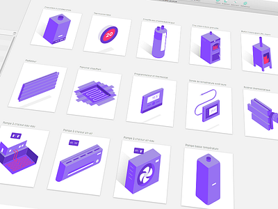 Icons Set [1] drapo heat icons illustration isometric isometrics items purple set square