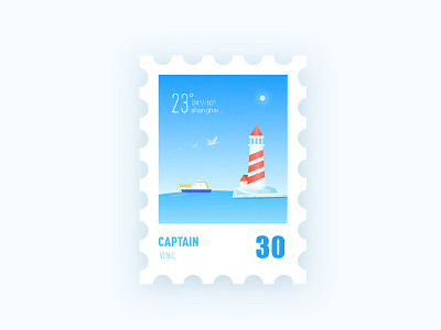 Captain blue illustration red stamp ui weather yellow