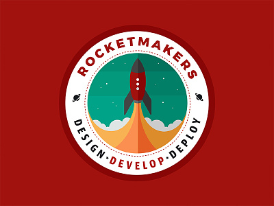 Rocketmakers Badge circular logo flat design flat logo design icon design mark design