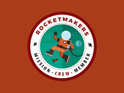 Mission crew member badge astronaut badge design flat design rocket space stamp