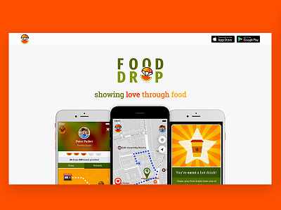 Food Drop Hero Design app download app screens apple flat design hero ios minimalism web design