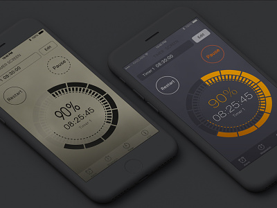 Timer App clock ios mobile app monochrome timer screen ui ux