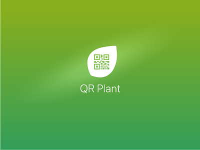 QR Plant branding flat green leaf logo mobile app plant qr code scanner white