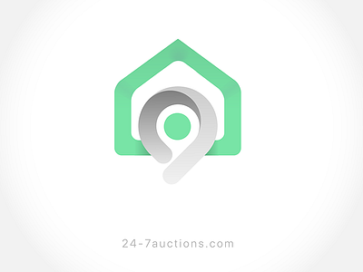 Identity for Auction platform auction flat house icon identity logo map point symbol
