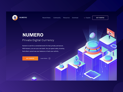 Hero Illustration For Numero Private Digital Currency apps business crypto hero design ico illustration isomatric ui vector