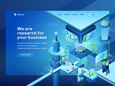 Wefinder Market Research - Hero Illustration apps business hero illustration illustration isometric landing page market research team work ui vector