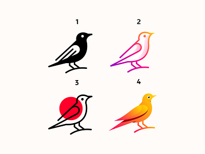 Several styles of american robin bird american robin animal bird character icon illustration logo logos monogram pictogram