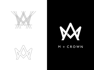 M + CROWN crown icon initial king letter logo logogram logos m monogram monoline