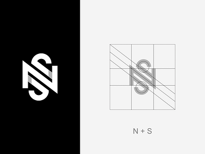 N + S monoline icon initials logo logogram logos monogram monoline n s