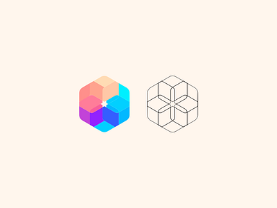 block hexagon V.2 block color hexagon icon logo logogram logos monogram monoline