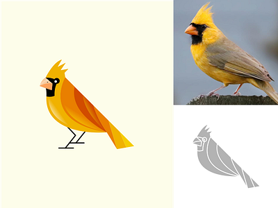 Yellow Cardinal Bird animal animals bird cardinalbird icon logo logogram logos mascot monogram monoline
