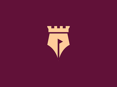 castle pen castle icon logo logogram logos monogram monoline negative space pen pictogram smart logo