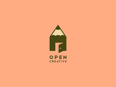 open creative creative house icon logo logogram logos monogram monoline open pencil pictogram