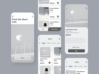 A furniture sales App Design exercise. app dayu design ios ui