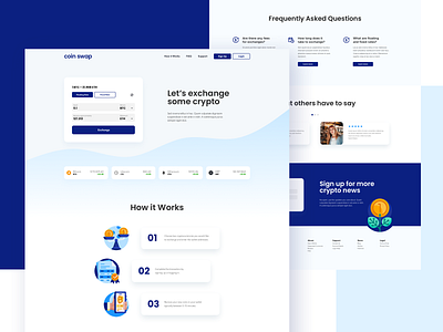 Crypto Exchange Website 01 2021 bitcoin clean crypto cryptocurrency flat landing page one page simple splash page ui design ux design web design