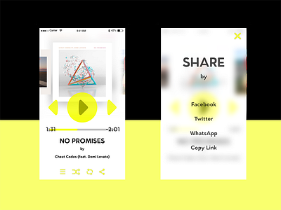 DailyUI #009#010 Music Player and Social Share