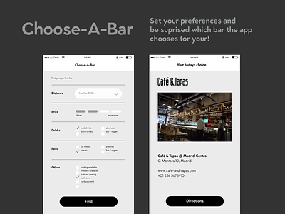 DailyUI #022 Search — Choose-A-Bar App 22 app choose daily design directions find interface mix search ui