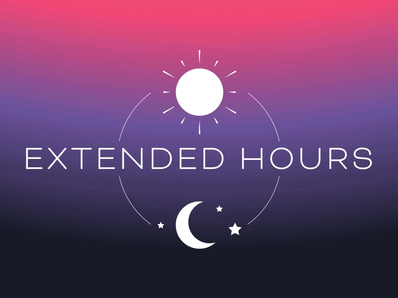 Extended Hours animation colors graphic design icons illustration