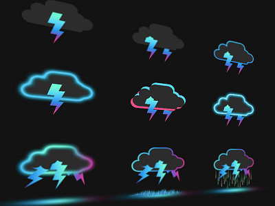 Storm Cloud icons set clouds gradients icons lightning photoshop storm vector weather