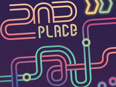2nd Place colors gradients illustrator neon photoshop pinball typeface typography vector videogame