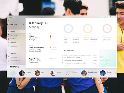 Student Diary app blur concept dashboard diary fluent material school student ui ux windows