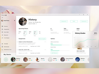 Student Diary app blur collaboration concept dashboard diary fluent material school student ui ux