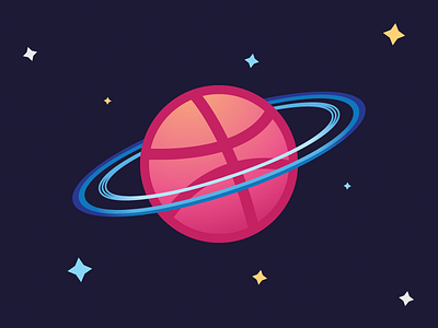 Hello Dribbble debut dribbble first shot ice rings planet space stars