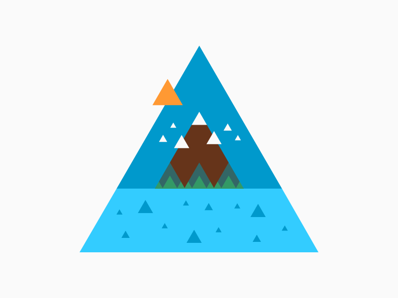 Paradise One triangles sun sky sea waves clouds snow island mountain